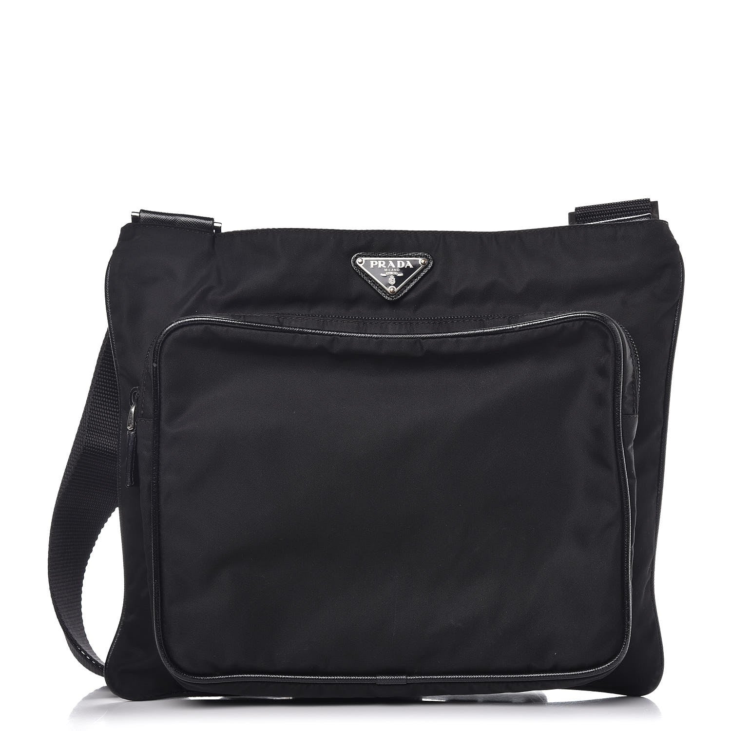 Prada Tessuto Nylon Flat Messenger Bag Black 1 of 10