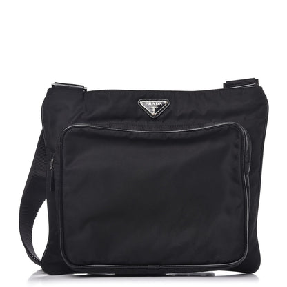 Prada Tessuto Nylon Flat Messenger Bag Black 1 of 10