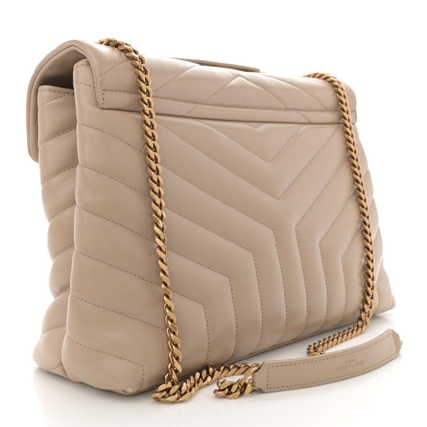 Calfskin Y Quilted Monogram Medium Loulou Chain Satchel Nude Powder