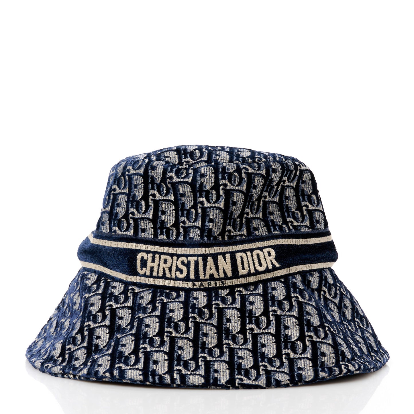 Velvet Oblique Large Brim Bucket Hat 57 Bleu Marine