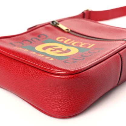 Gucci Grained Calfskin Logo Messenger Bag Hibiscus Red 9 of 9