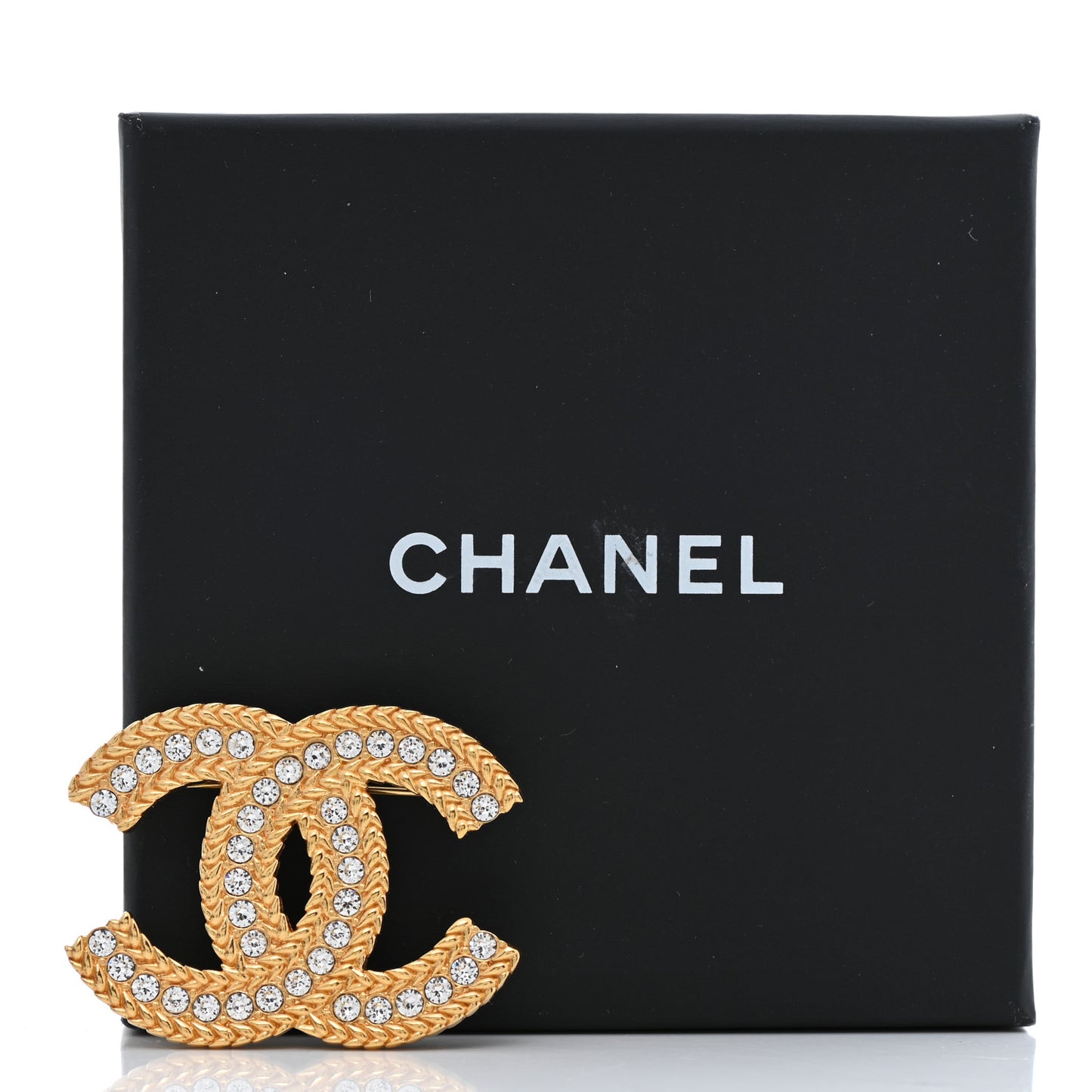 Crystal CC Brooch Gold