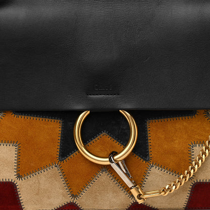 Chloe Suede Wonder Woman Patchwork Medium Faye Shoulder Bag Black 8 of 12