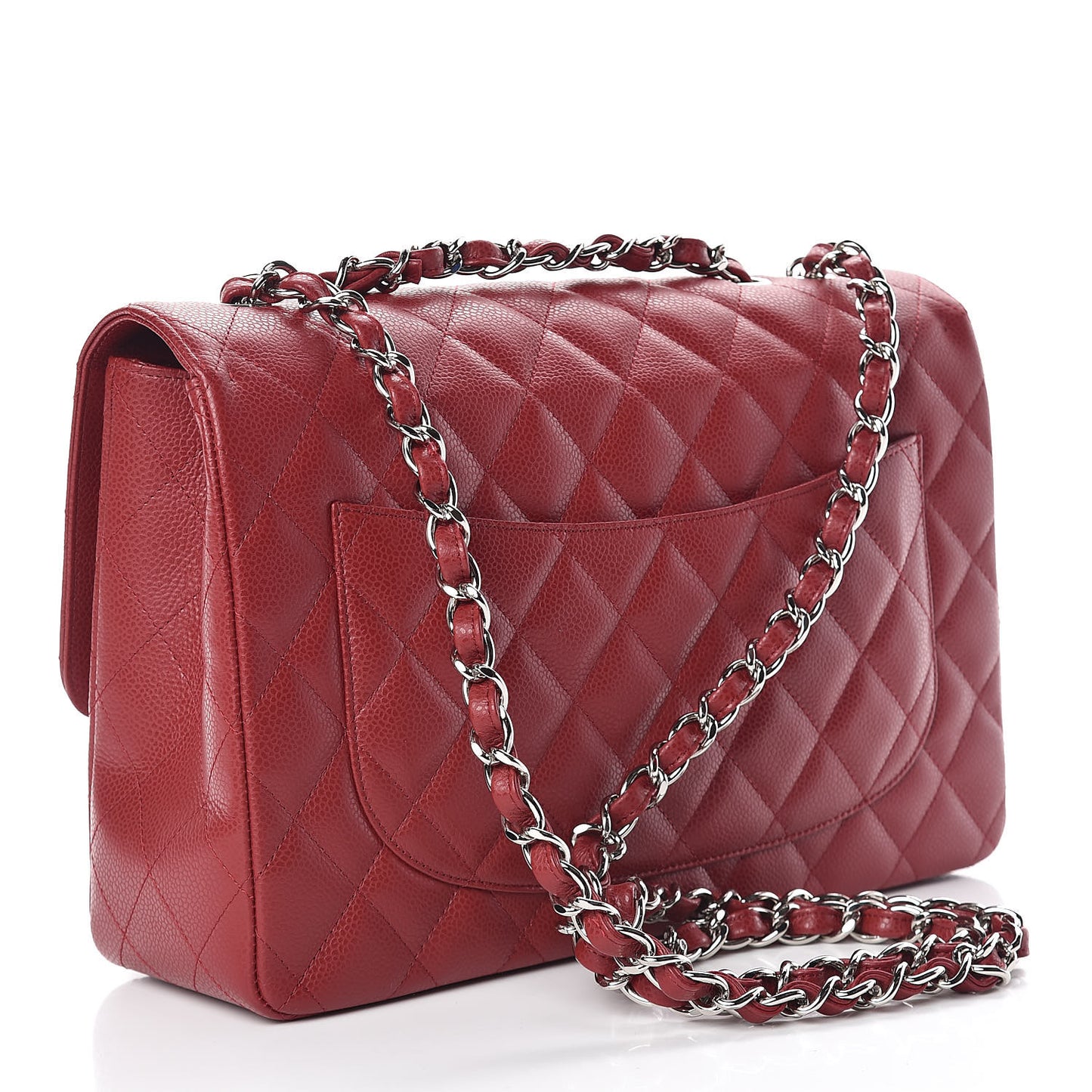 Caviar Quilted Jumbo Single Flap Red
