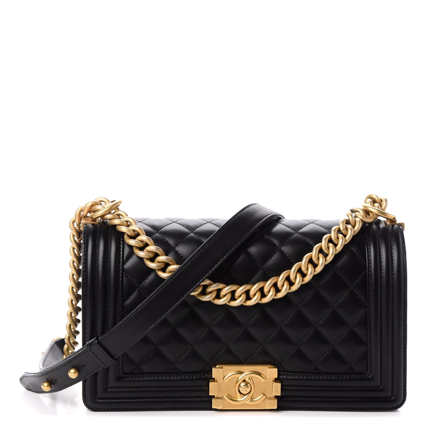 Chanel Lambskin Quilted Medium Boy Flap Black 1 of 9