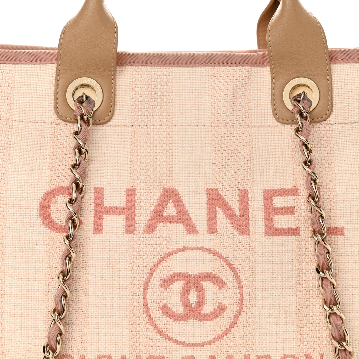 Chanel Mixed Fibers Calfskin Striped Medium Deauville Tote Light Pink 8 of 16
