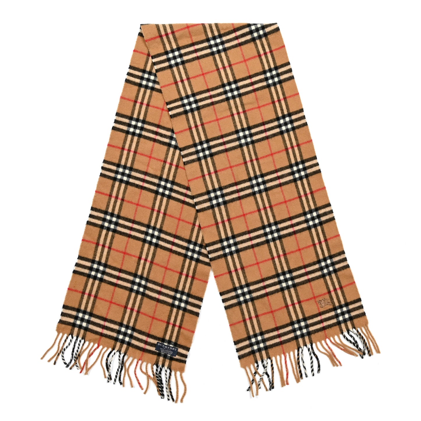 Lambswool Check Fringe Scarf Camel