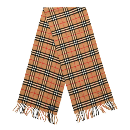 Burberry Lambswool Check Fringe Scarf Camel 2 of 3
