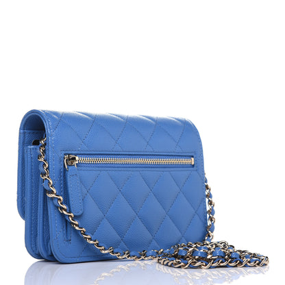 Chanel Caviar Quilted Mini Wallet On Chain WOC Blue 4 of 14