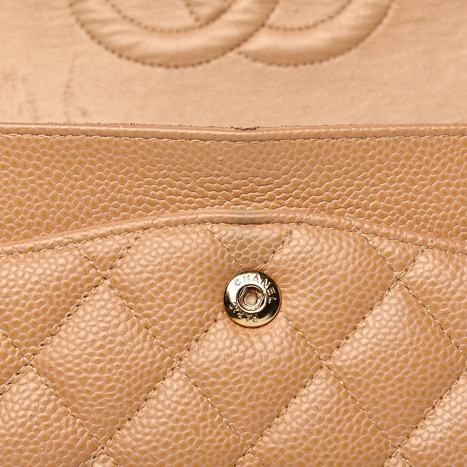 Chanel Caviar Quilted Medium Double Flap Beige 20 of 25