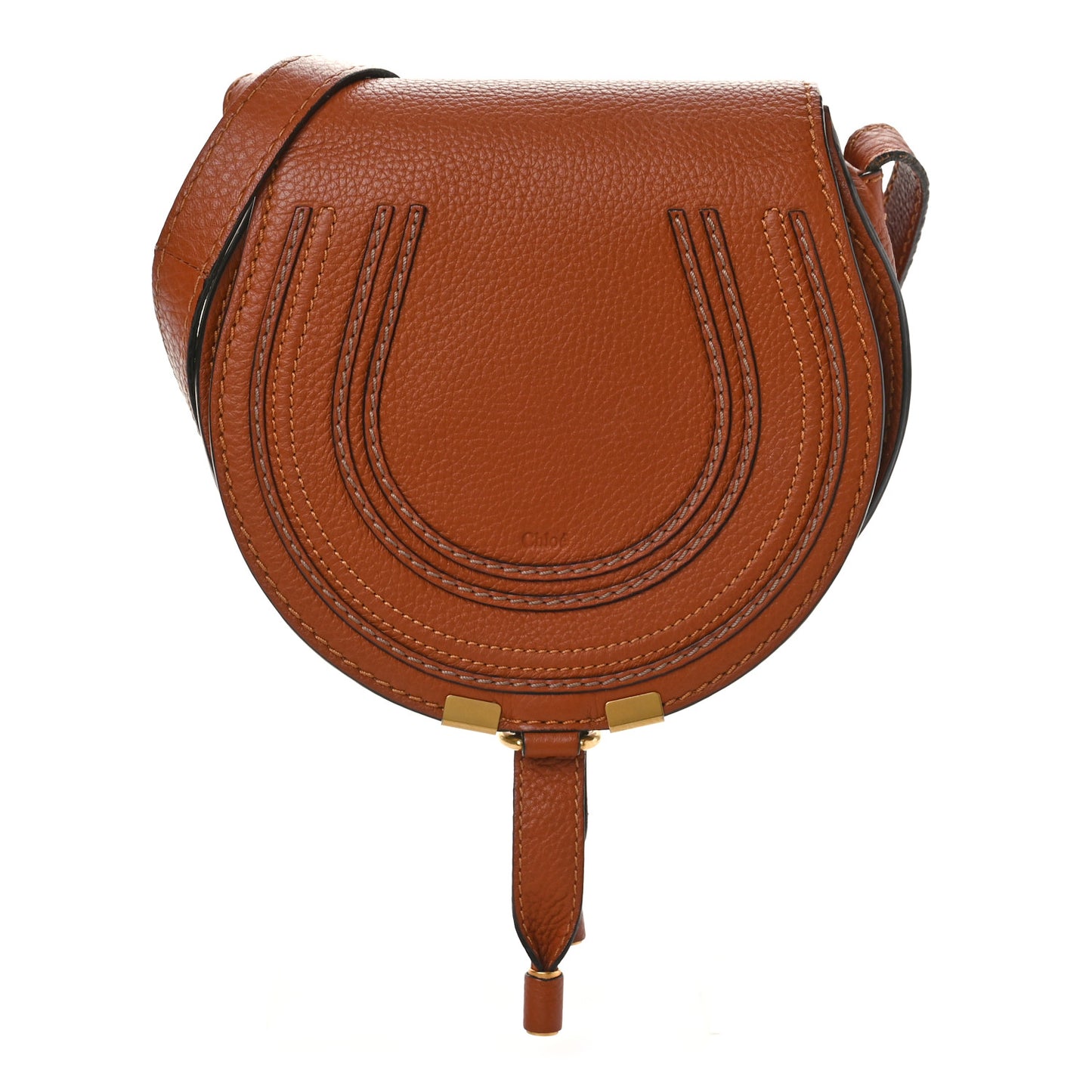 Calfskin Mini Marcie Round Crossbody Bag Tan