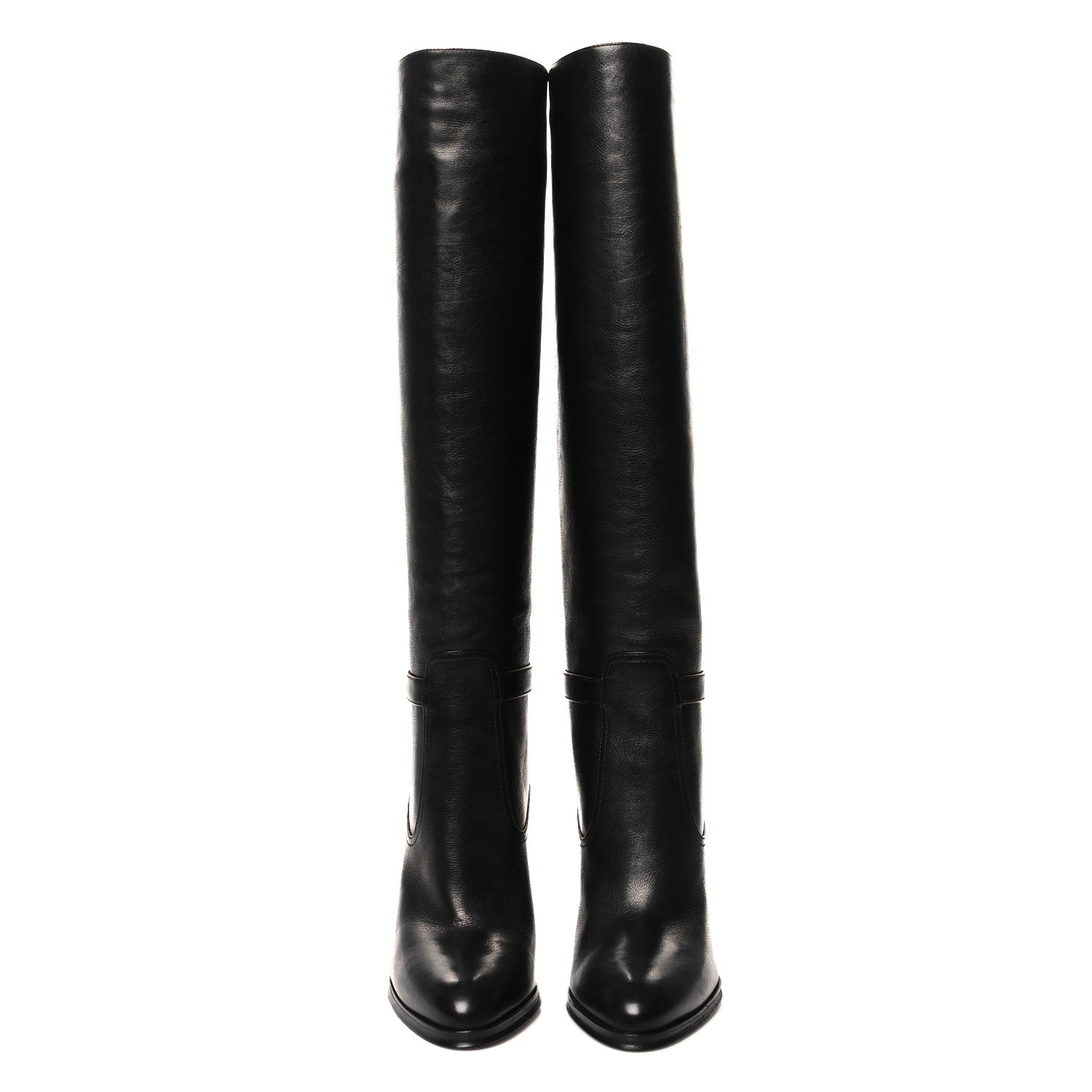 Saint Laurent Grained Calfskin Diane 100 Boots 37.5 Black 2 of 8
