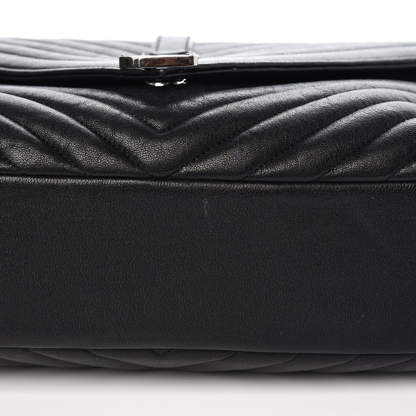 Sheepskin Matelasse Chevron Monogram Large College Satchel Black