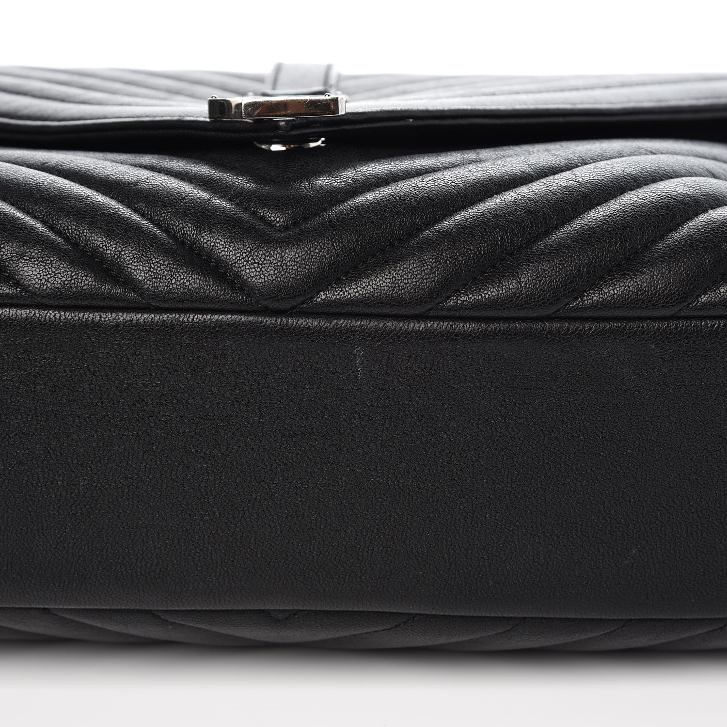 Saint Laurent Sheepskin Matelasse Chevron Monogram Large College Satchel Black 12 of 13