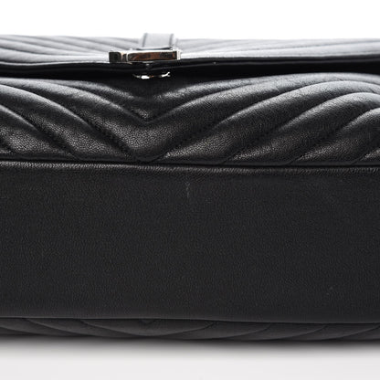 Saint Laurent Sheepskin Matelasse Chevron Monogram Large College Satchel Black 12 of 13