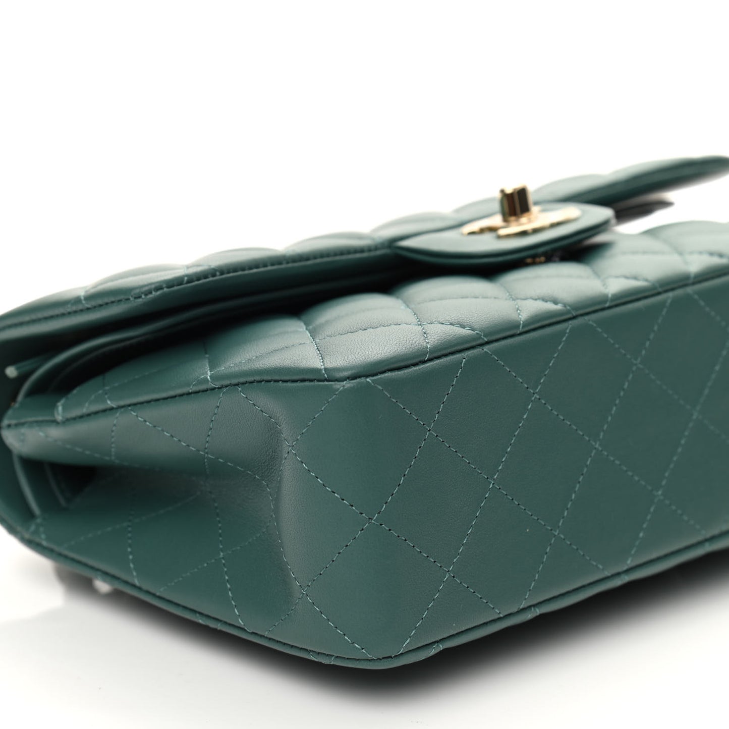 Lambskin Quilted Small Double Flap Green
