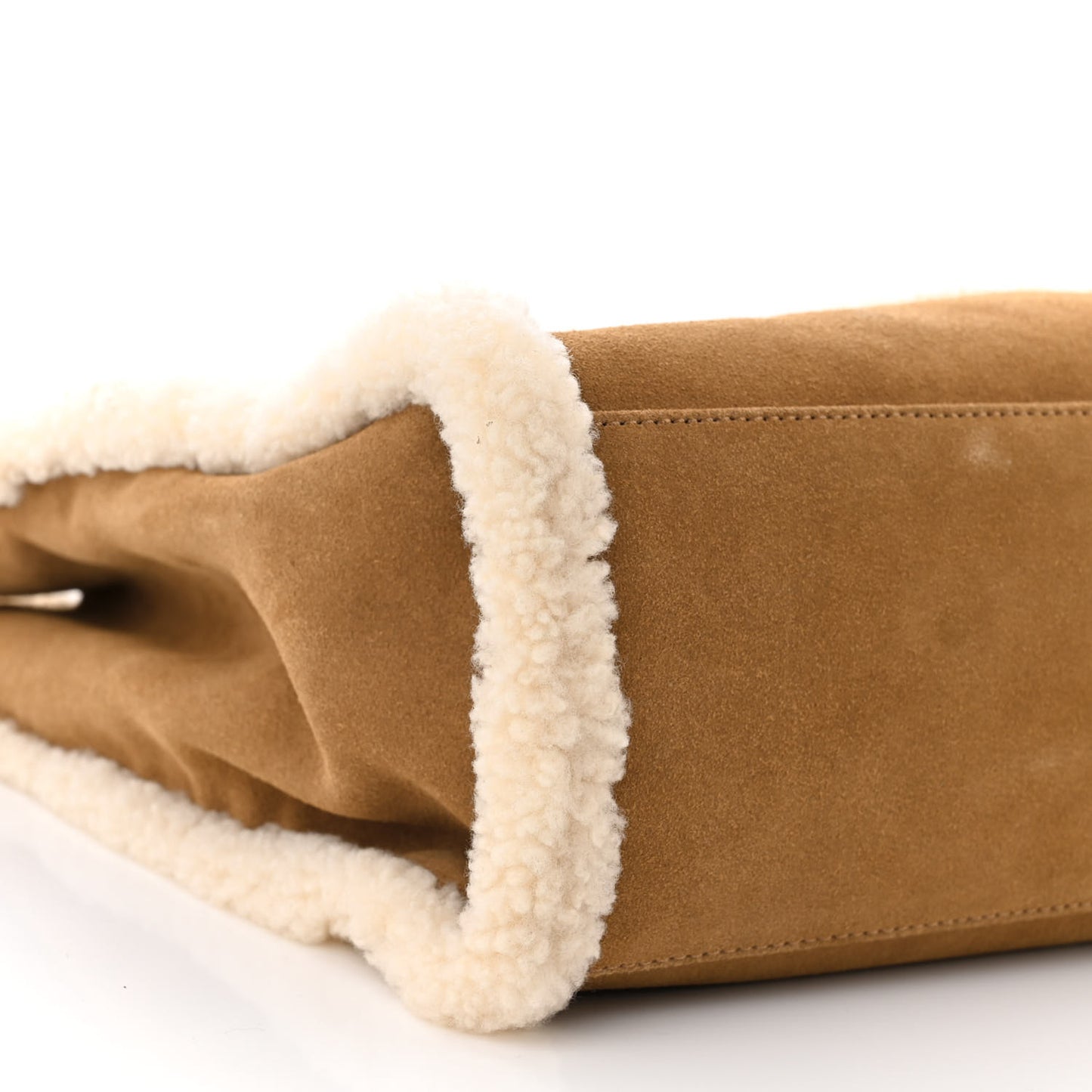 X UGG Suede Shearling Medium Shopping Bag Chestnut