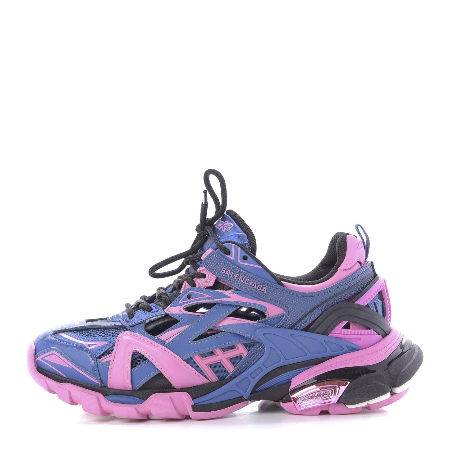 Rubber Mesh Bi-Color Womens Track.2 Open Sneakers 38 Blue Pink
