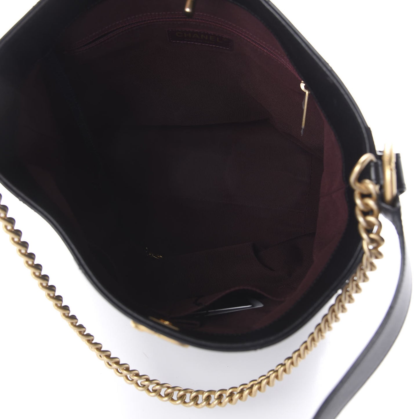Calfskin Stitched Large Button Up Hobo Black