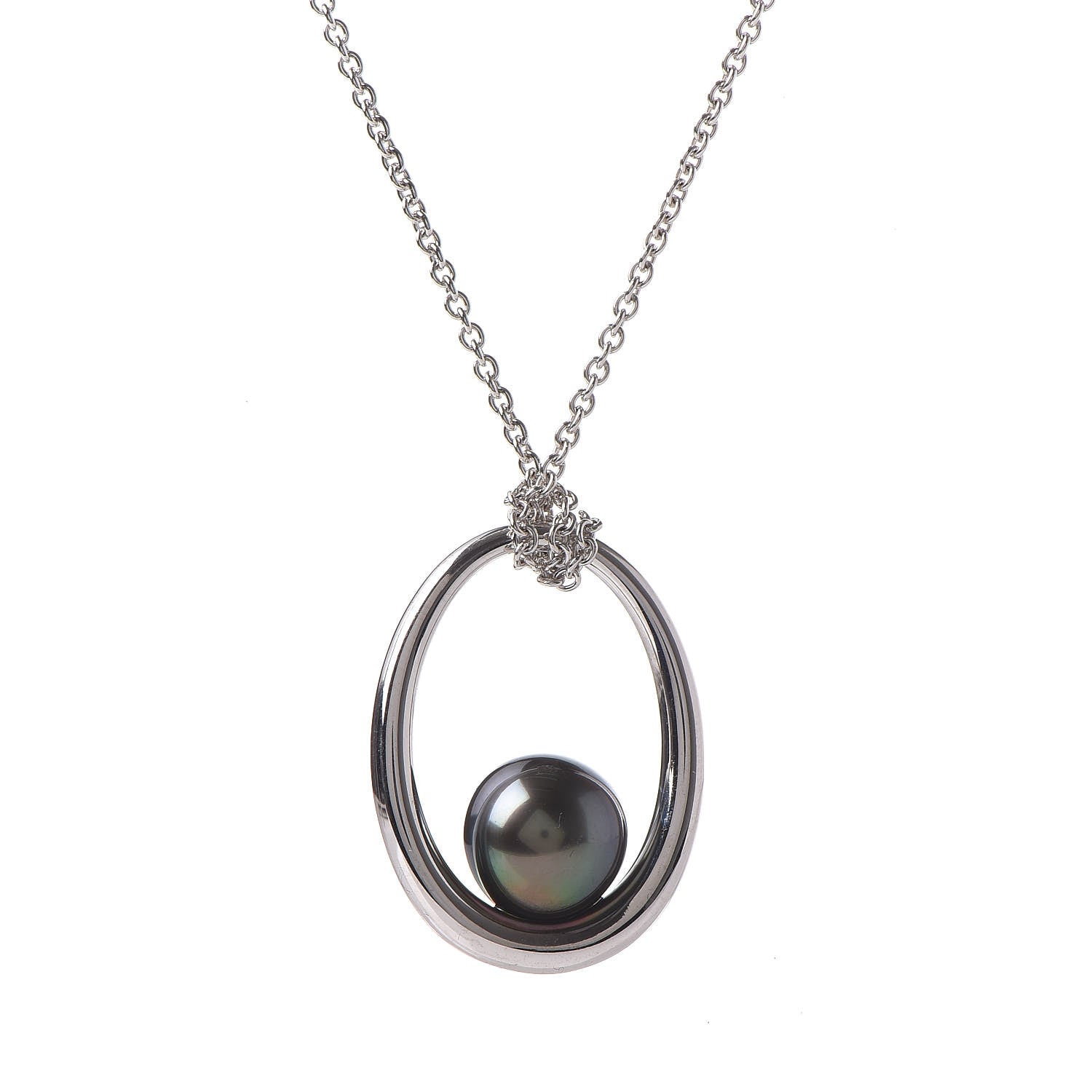Mikimoto 18K White Gold 11.5mm Black South Sea Pearl Pendant Necklace 4 of 6