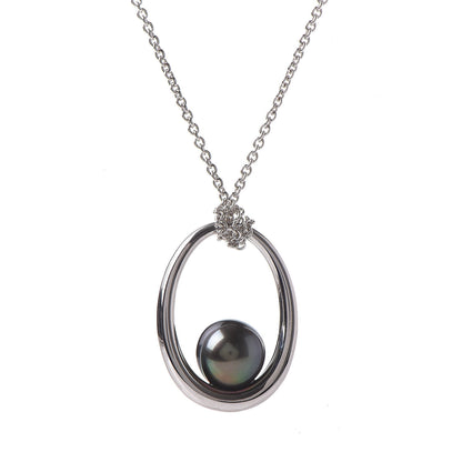 Mikimoto 18K White Gold 11.5mm Black South Sea Pearl Pendant Necklace 4 of 6