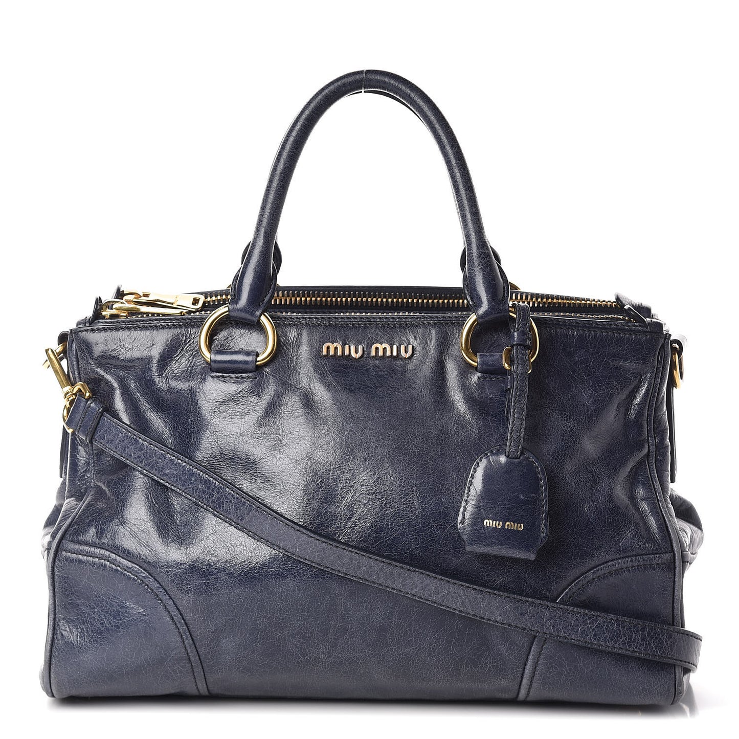 Vitello Shine Top Handle Satchel Bleuette