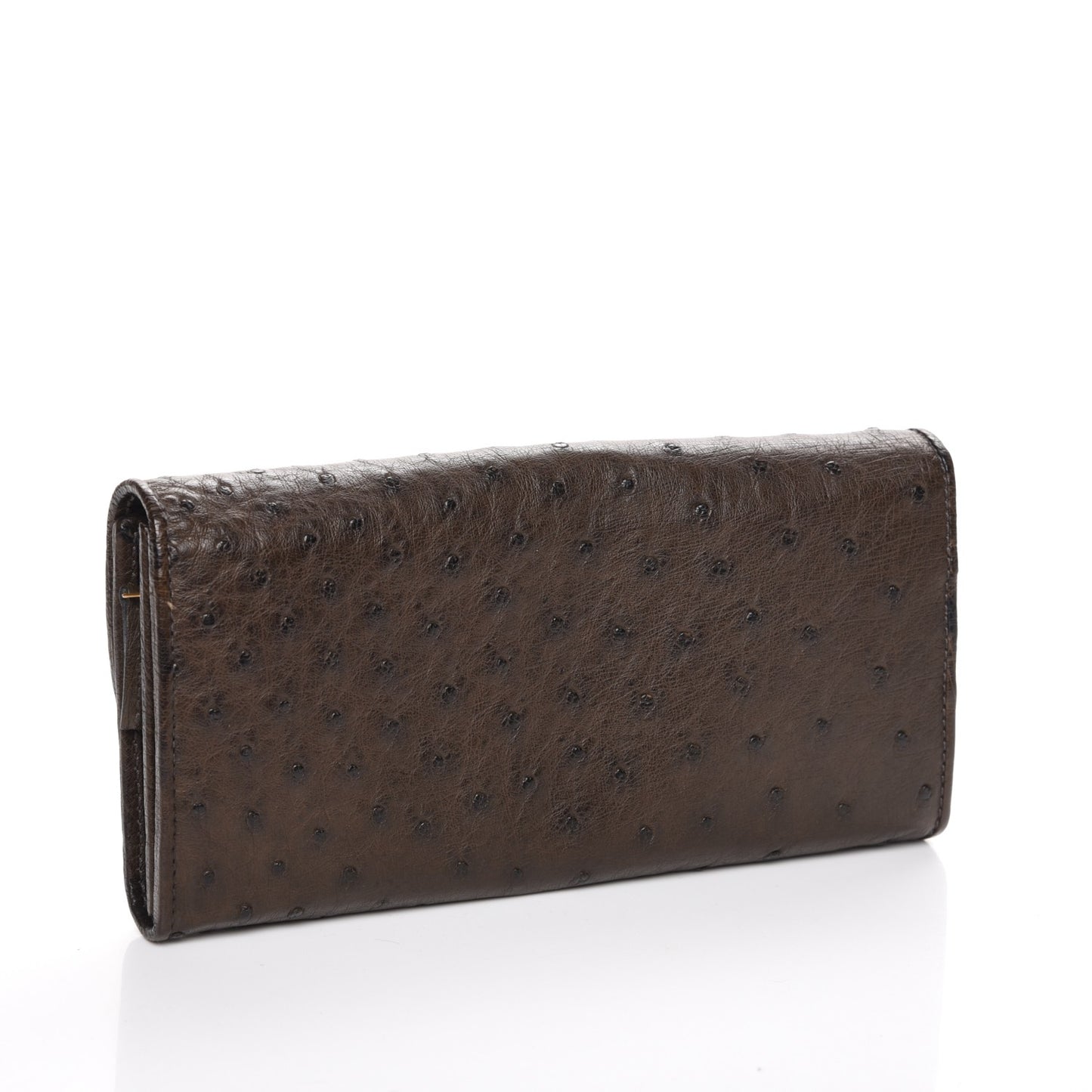 Ostrich 1973 Continental Clutch Wallet Cocoa Brown