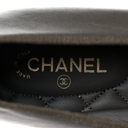 Chanel Lambskin Cap Toe CC Ballerina Flats 40 Dark Grey 7 of 9
