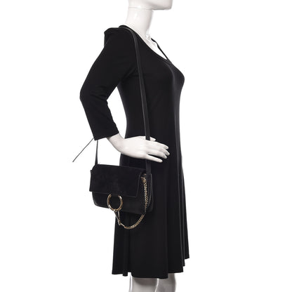 Chloe Suede Calfskin Small Faye Shoulder Bag Black 2 of 19