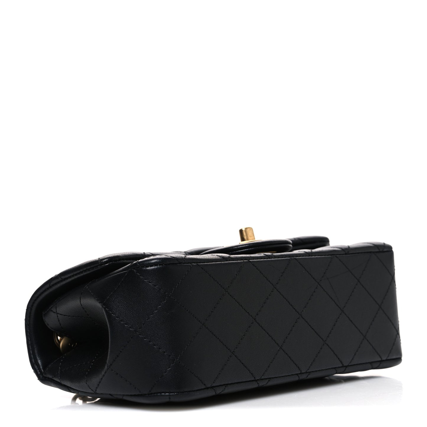 Lambskin Quilted Mini Rectangular Sweet Camellia Flap  Black
