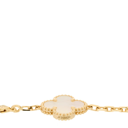 Van Cleef & Arpels 18K Yellow Gold Mother of Pearl 5 Motifs Vintage Alhambra Bracelet 4 of 5