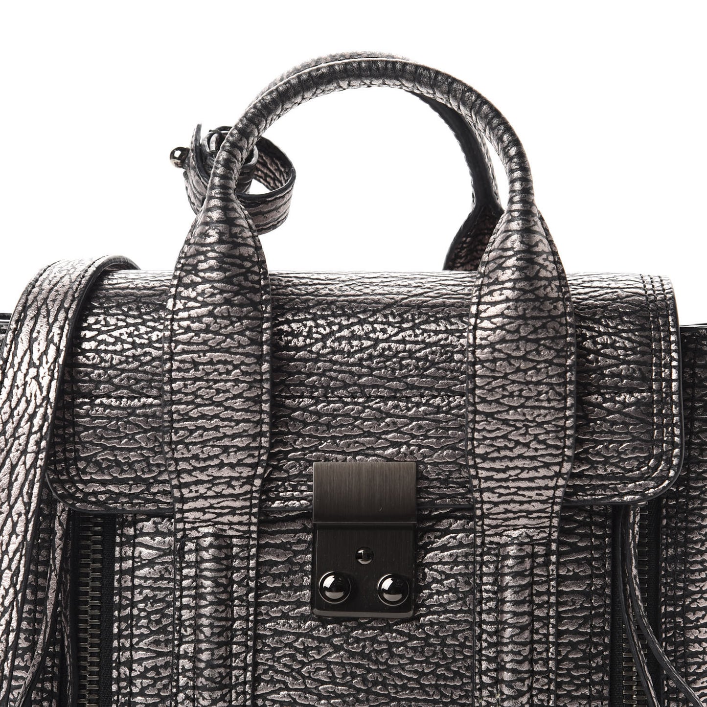 3.1 Textured Calfskin Mini Pashli Satchel Black Mauve