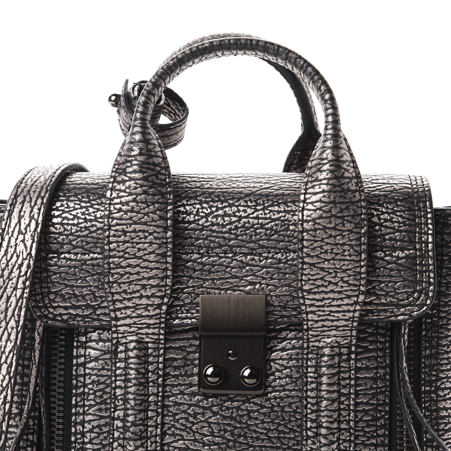 3.1 Phillip Lim 3.1 Textured Calfskin Mini Pashli Satchel Black Mauve 10 of 10
