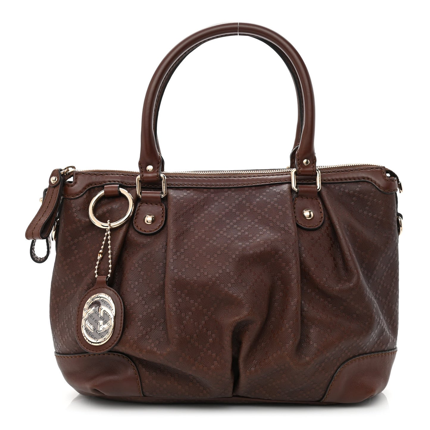 Diamante Medium Sukey Top Handle Bag Dark Brown
