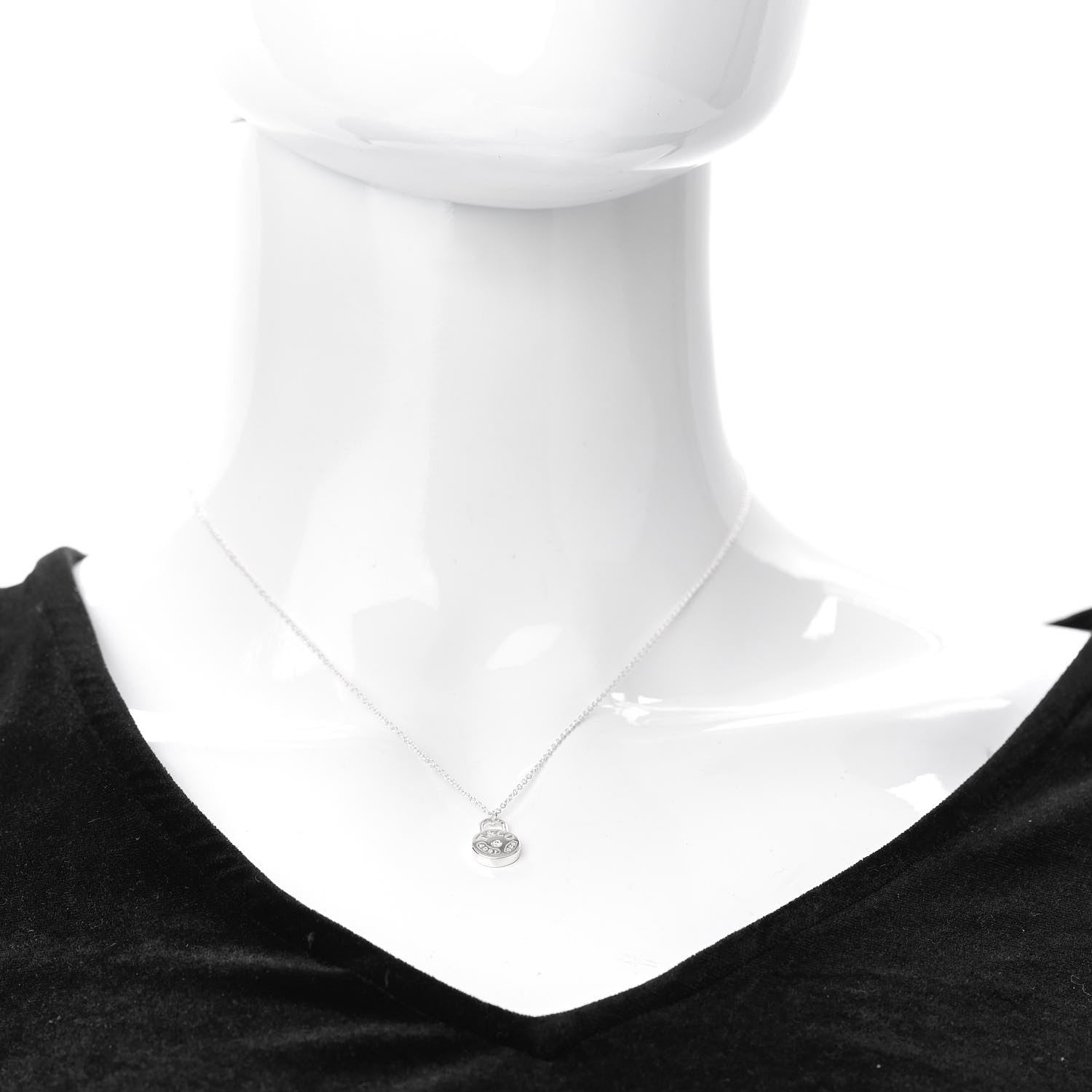 Tiffany Sterling Silver Diamond 1837 Circle Lock Necklace 2 of 5