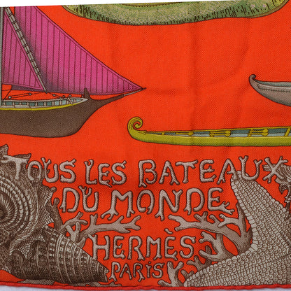 Hermes Cashmere Silk Tous Les Bateaux du Monde Shawl 140 4 of 6