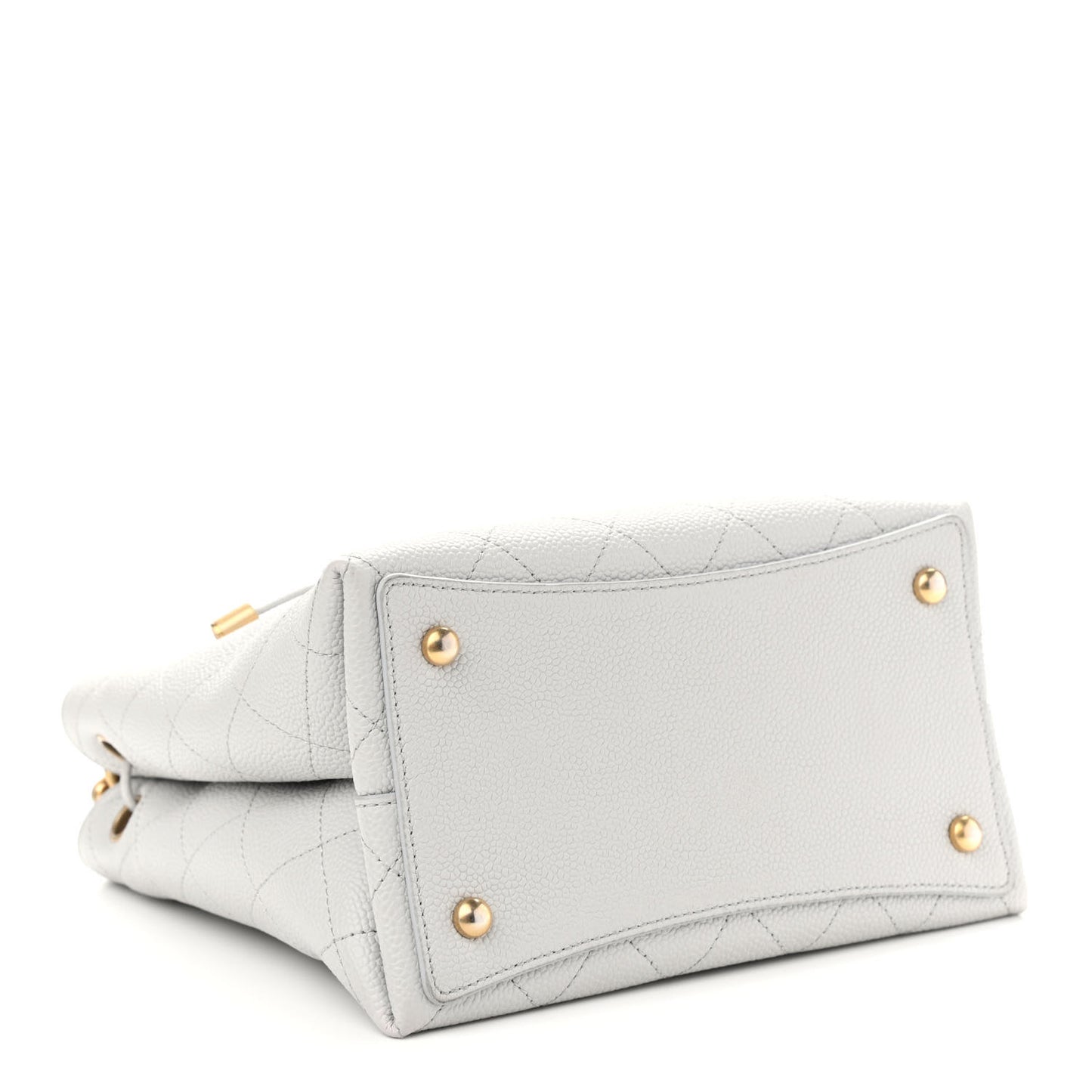 Caviar Diamond Stitched CC Bucket Drawstring Bag Light Grey
