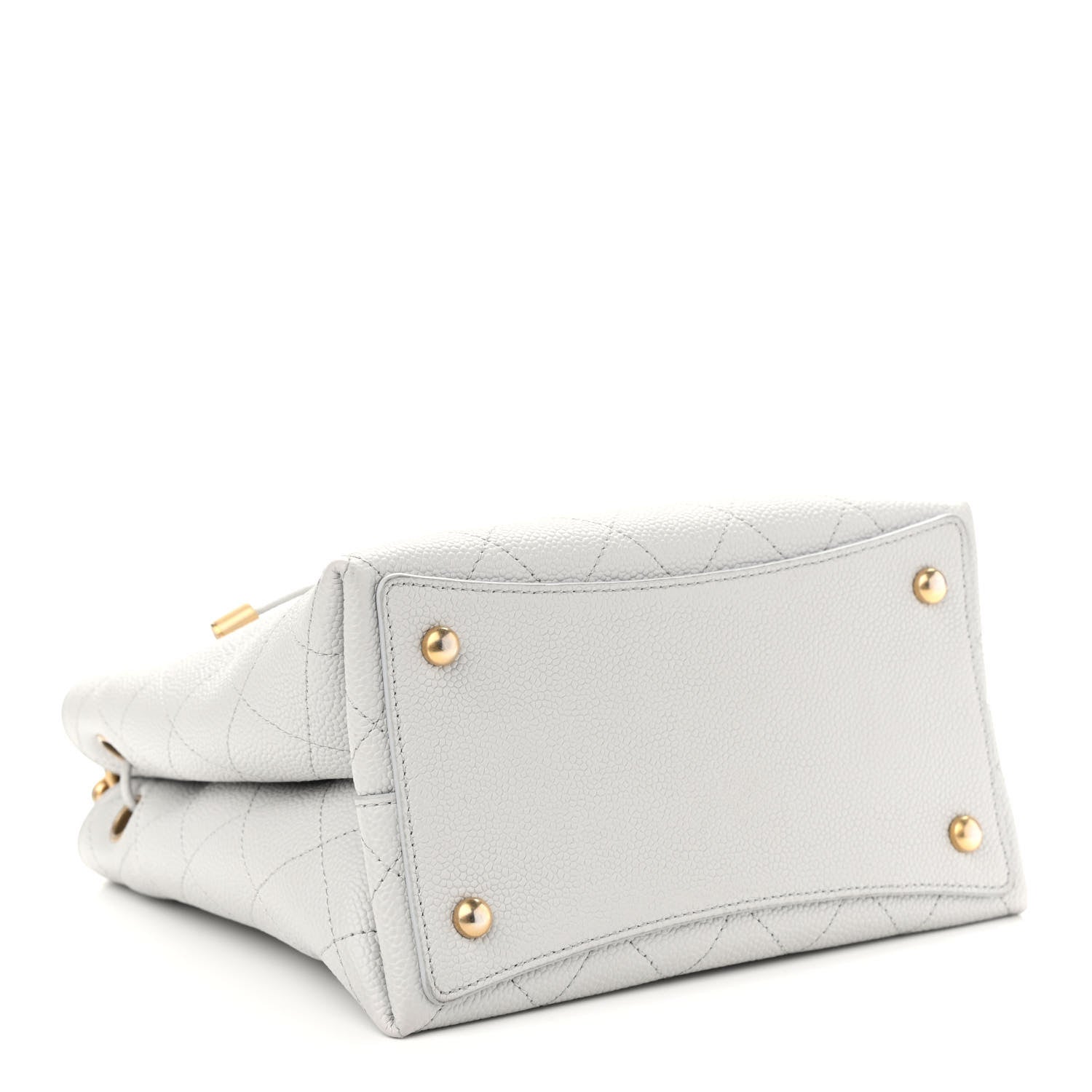 Chanel Caviar Diamond Stitched CC Bucket Drawstring Bag Light Grey 4 of 10
