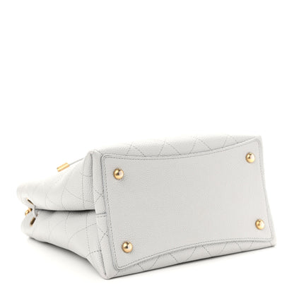 Chanel Caviar Diamond Stitched CC Bucket Drawstring Bag Light Grey 4 of 10
