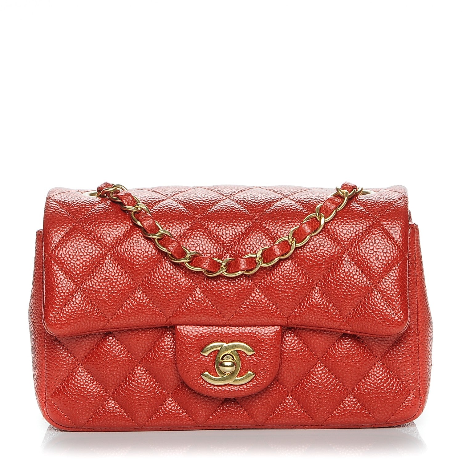 Chanel Pearly Caviar Quilted Mini Rectangular Flap Orange 1 of 7