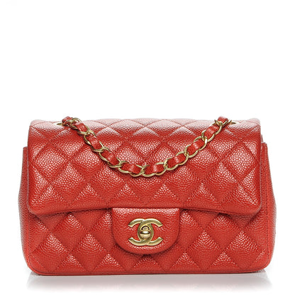 Chanel Pearly Caviar Quilted Mini Rectangular Flap Orange 1 of 7