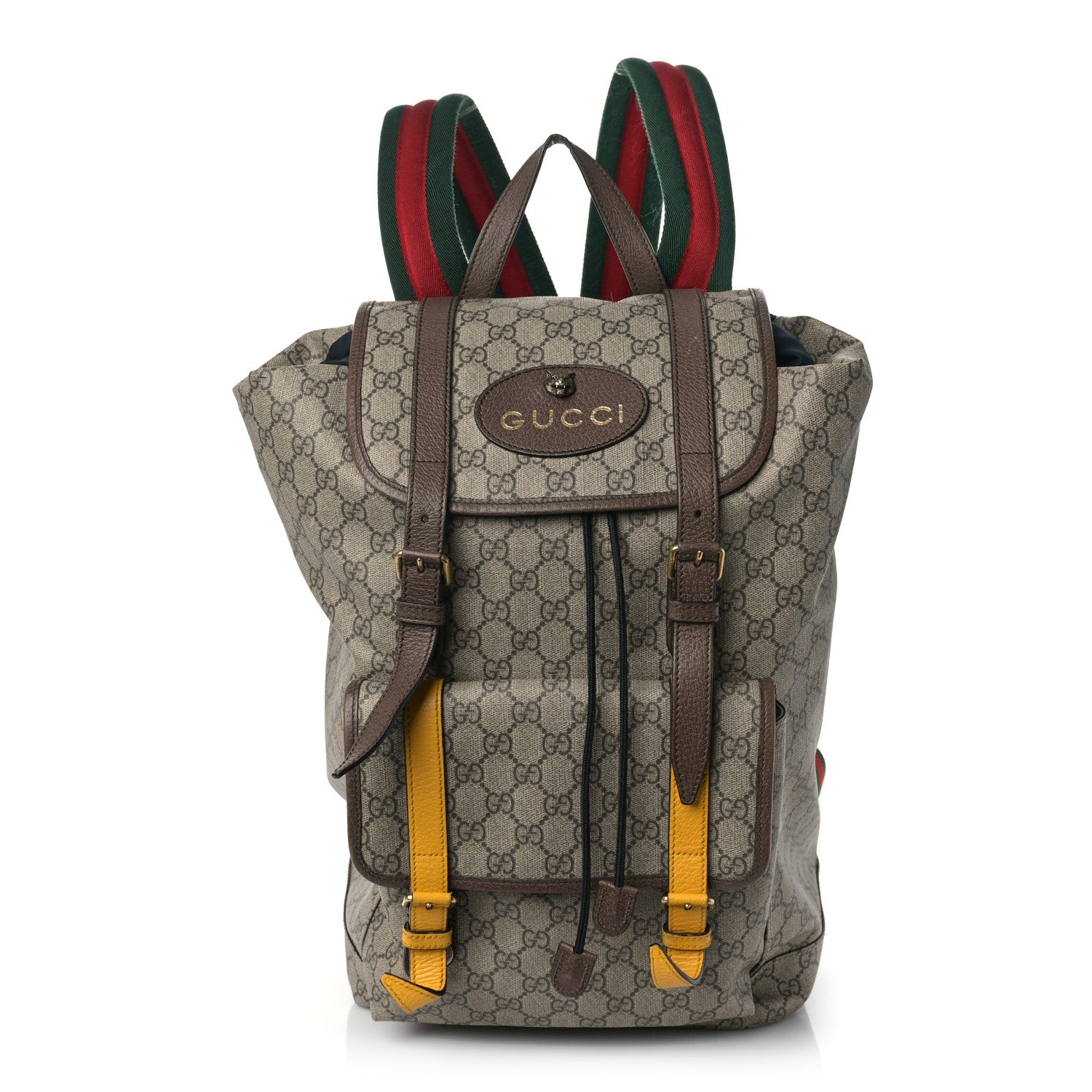 Gucci Soft GG Supreme Monogram Neo Vintage Double Buckle Backpack Beige New Acero Crop 1 of 9