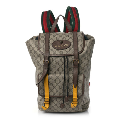 Gucci Soft GG Supreme Monogram Neo Vintage Double Buckle Backpack Beige New Acero Crop 1 of 9