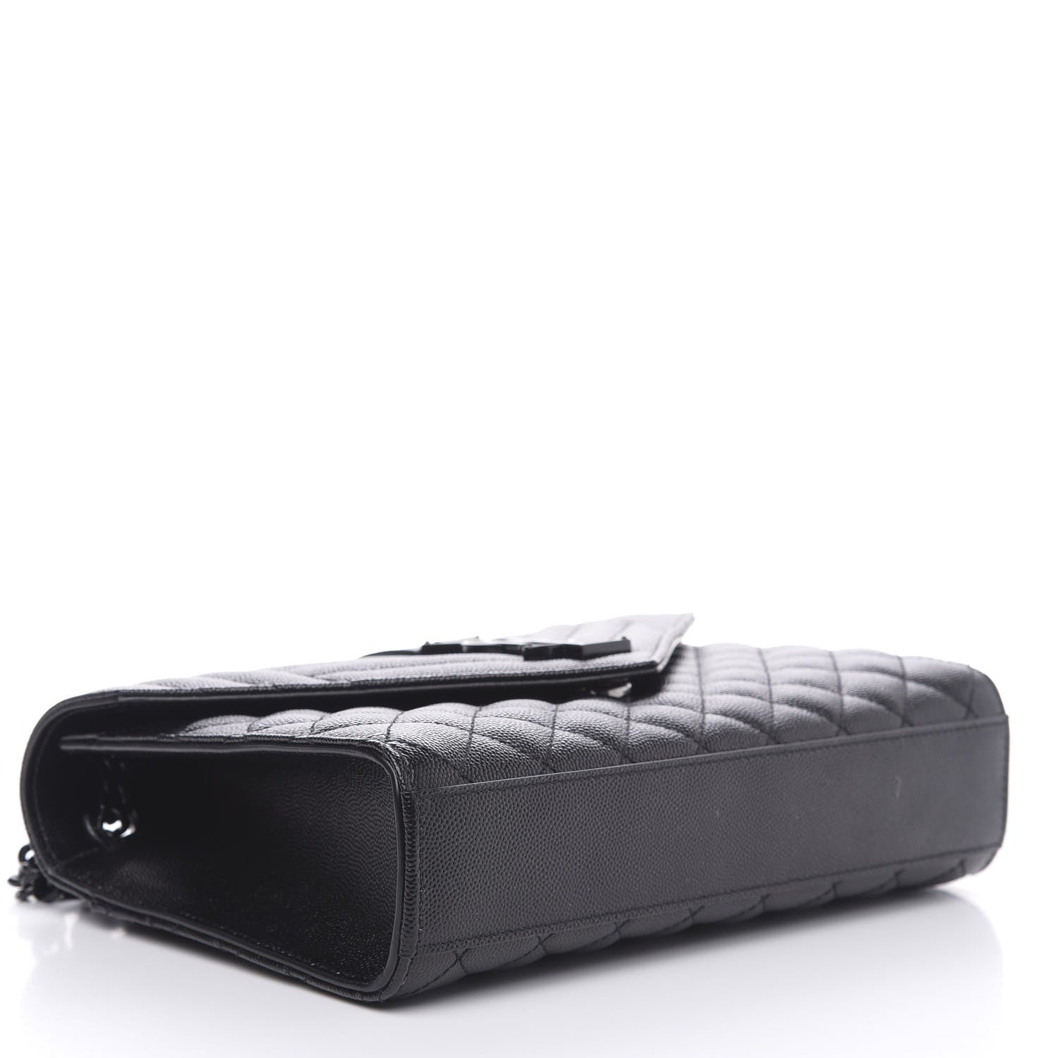 Saint Laurent Grain De Poudre Textured Mixed Matelasse Triquilt Medium Monogram Satchel Black 4 of 10