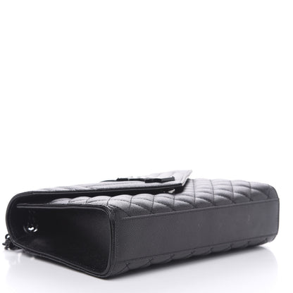 Saint Laurent Grain De Poudre Textured Mixed Matelasse Triquilt Medium Monogram Satchel Black 4 of 10