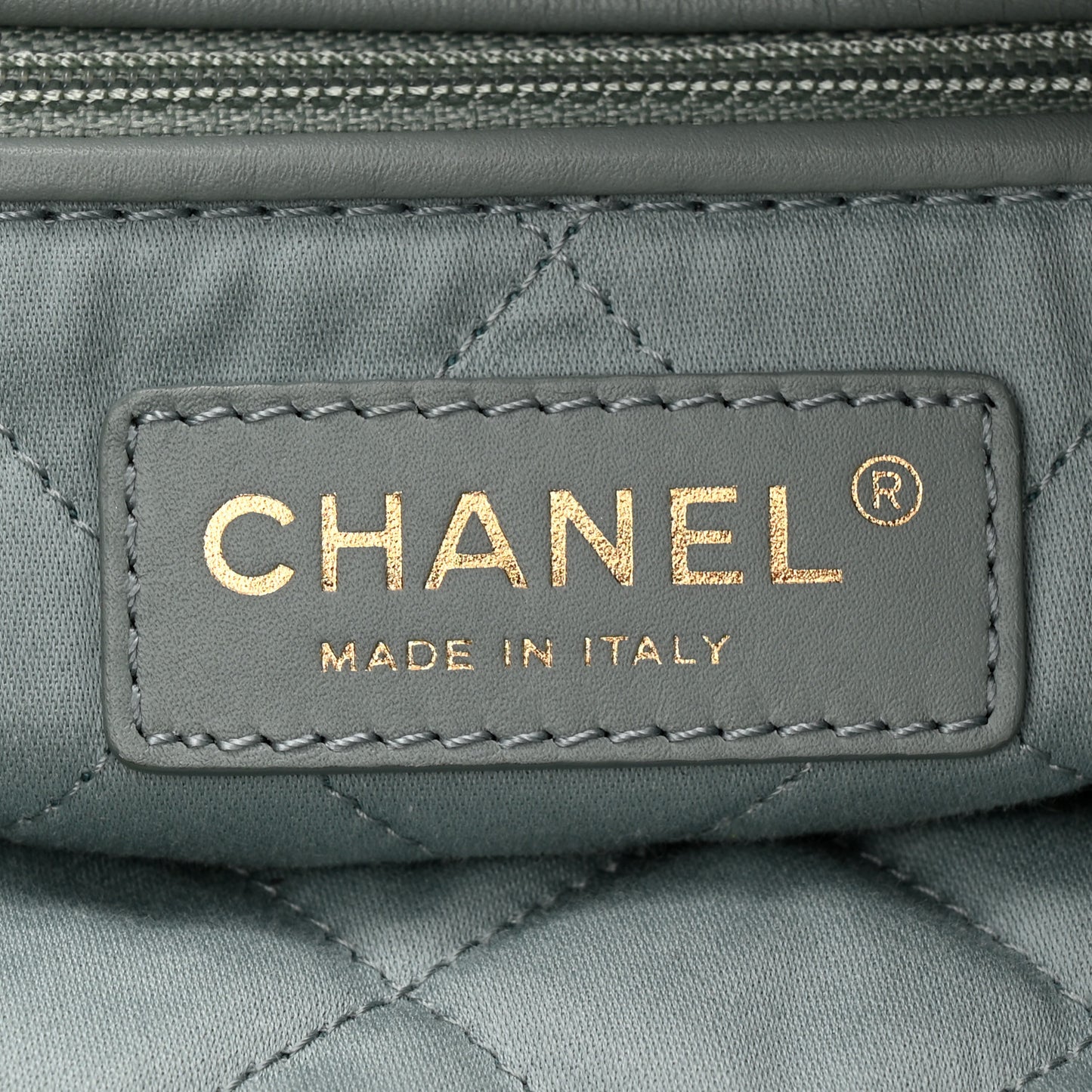 Shiny Calfskin Quilted Chanel 22 Light Blue