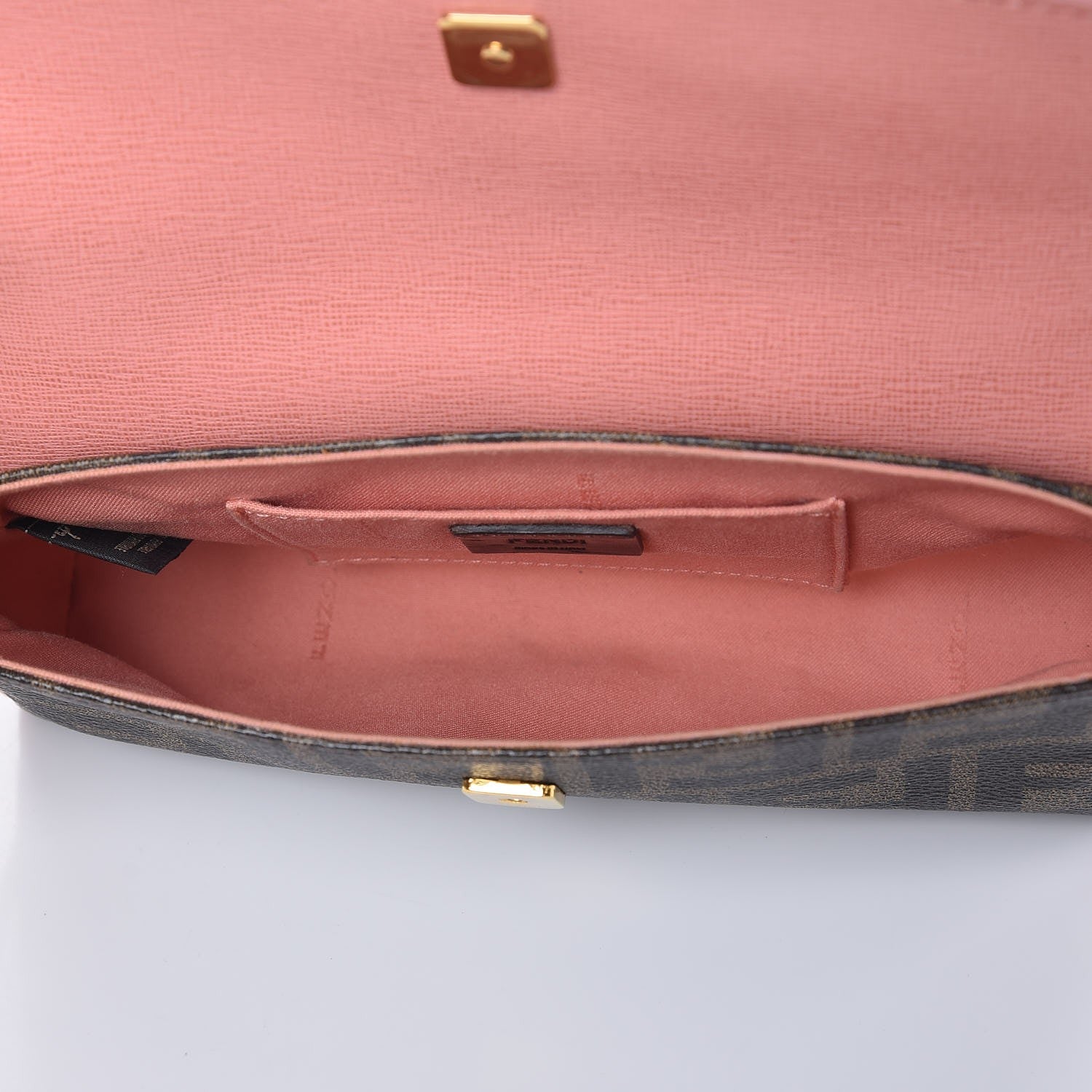 Fendi Zucca Spalmati Vitello Elite Flap Crossbody Bag Tobacco Pesca 5 of 7
