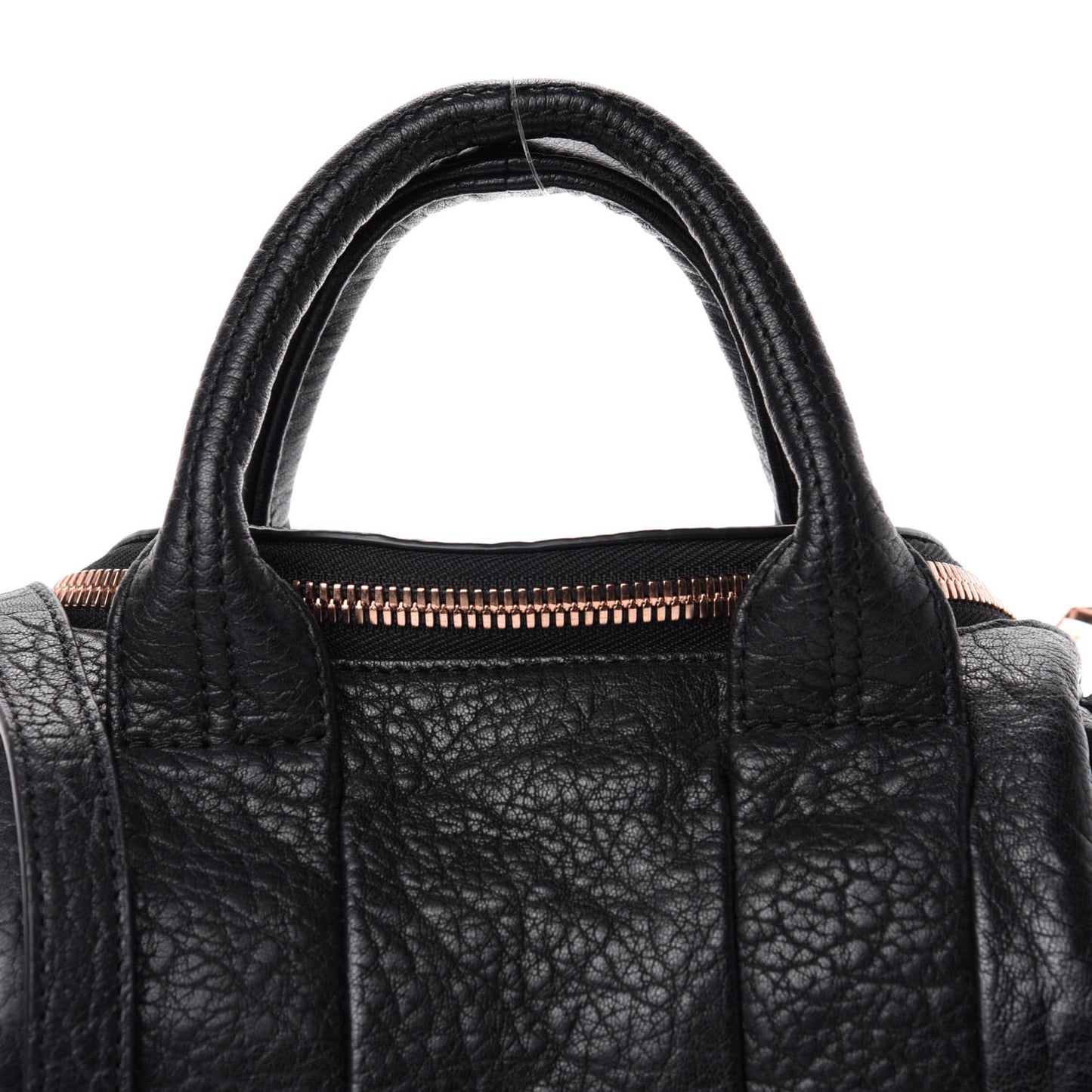 Pebbled Lambskin Mini Rockie Black Rose Gold Hardware