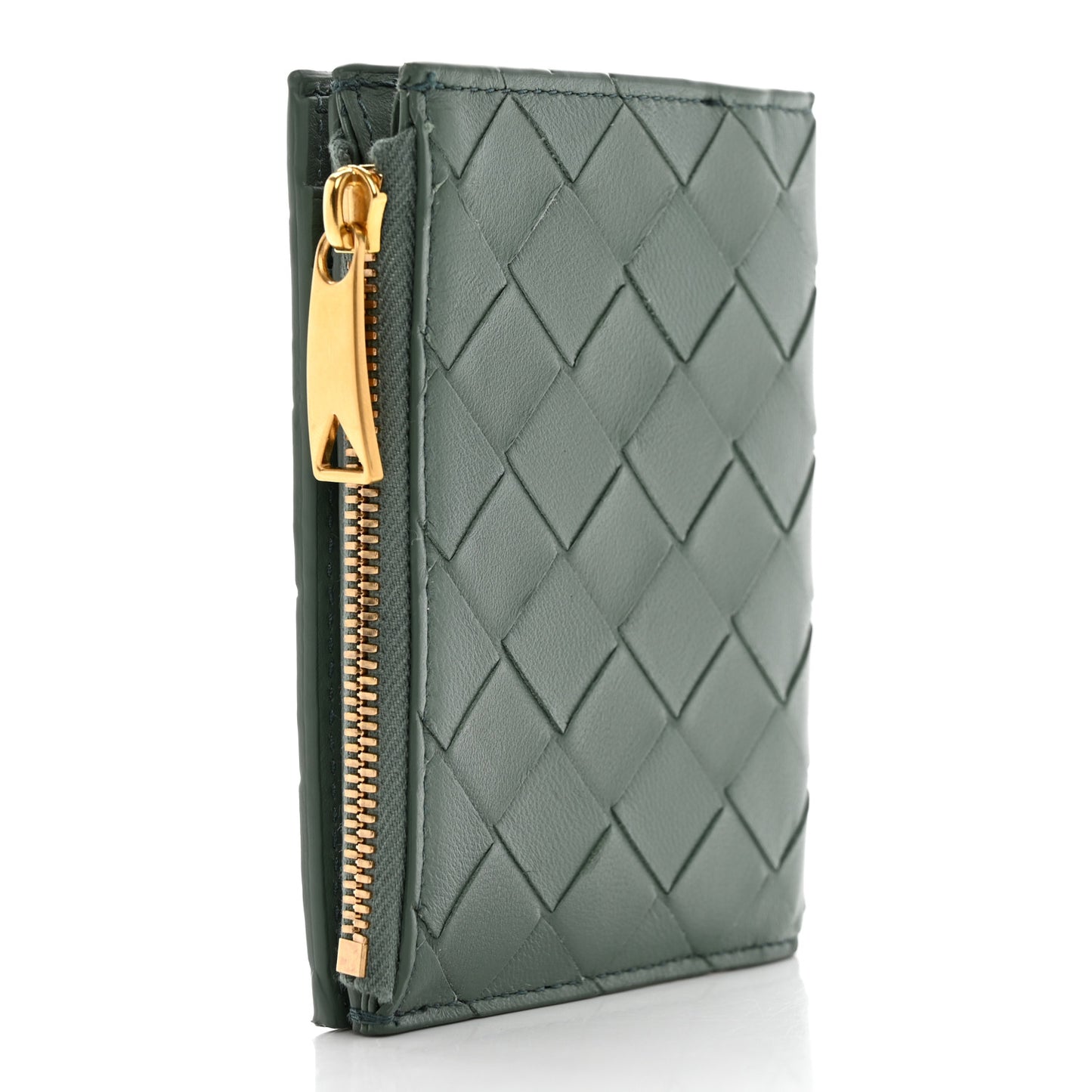 Nappa Intrecciato Bifold Zip Wallet Aloe