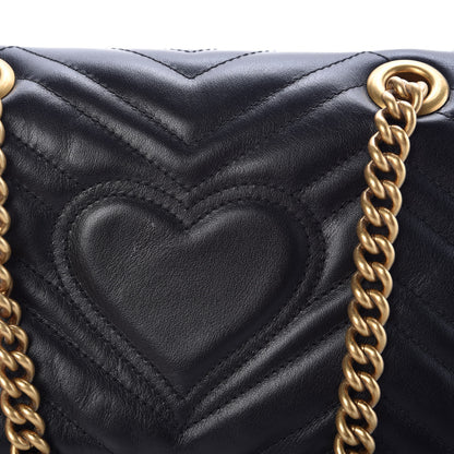 Gucci Calfskin Matelasse Mini GG Marmont Shoulder Bag Black 8 of 11